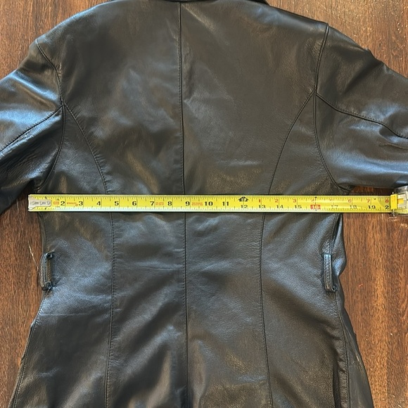 David 2 Florence Italian Women's Black Leather Jacket blazer fits like Small EUC - Picture 5 of 6